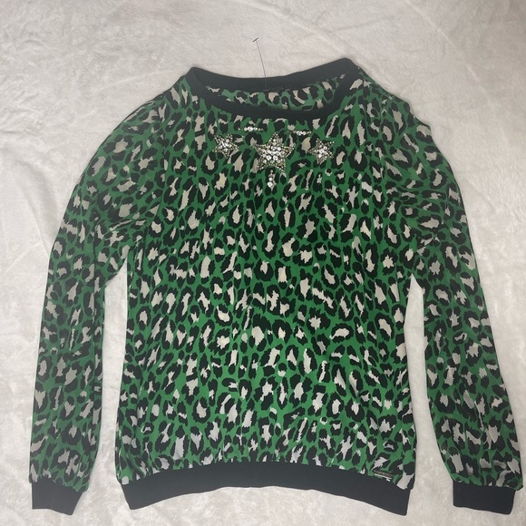 Guess Green Leopard Rhinestone Track Suit Small - Picture 8 of 12